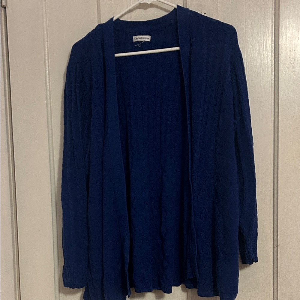 croft & barrow Navy Blue Open-Front Cable Cardigan
